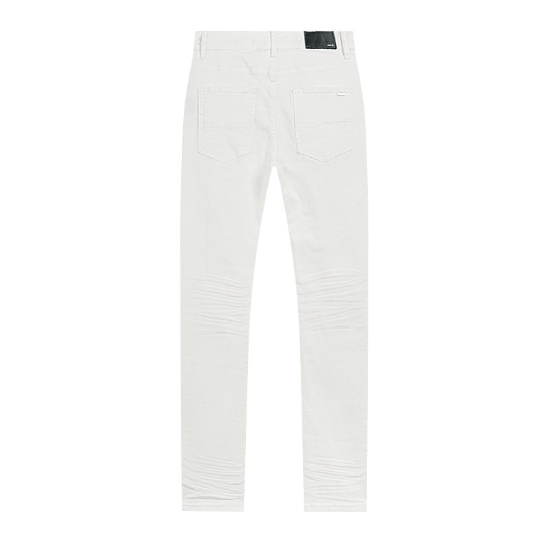 AMIRI White Distressed Moto Jeans ¡ª back