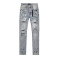AMIRI Light Blue Distressed Paint Splatter Jeans ¡ª hero