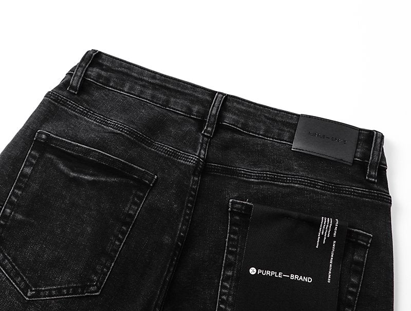 Purple Brand Black Rhinestone Splatter Denim Shorts ¡ª detail