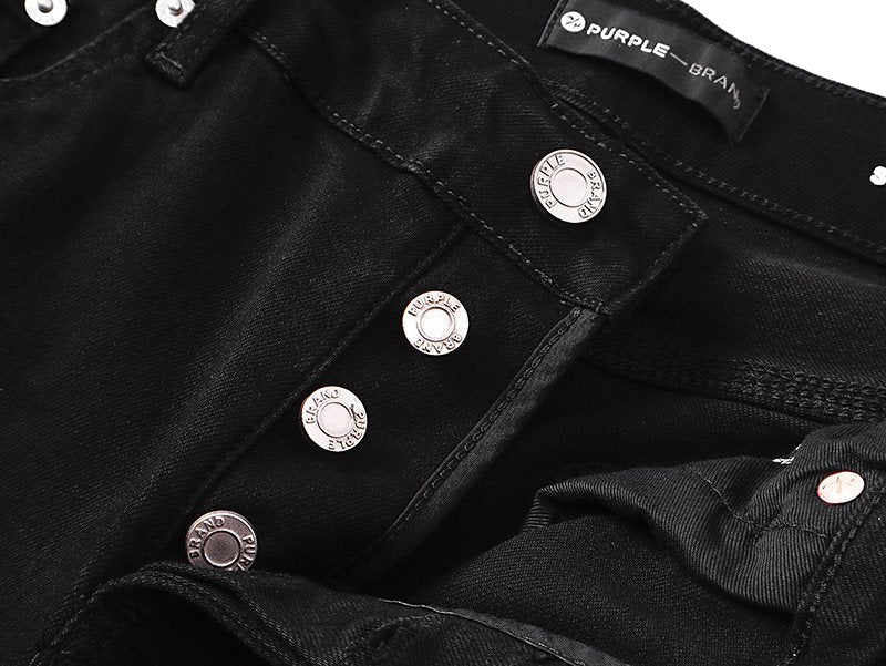 Purple Brand Black Rhinestone Denim Shorts ¡ª detail