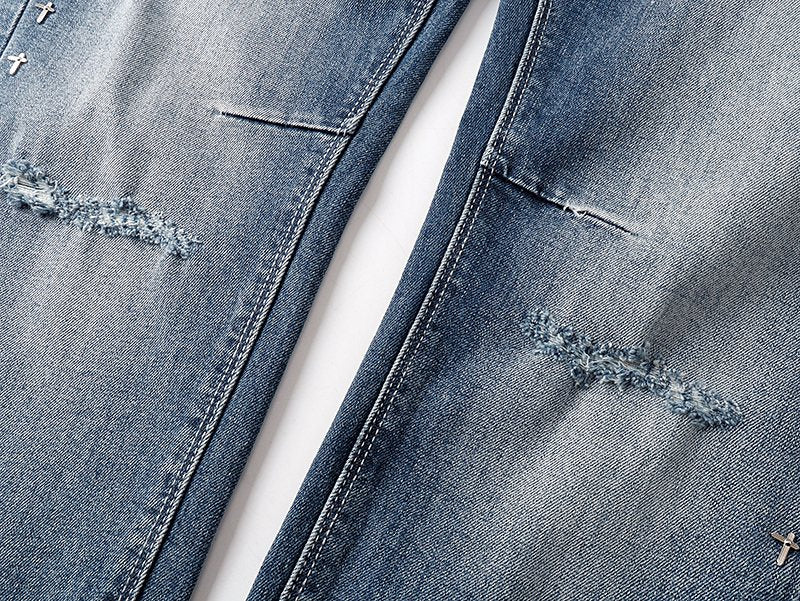 R+A Studded Distressed Blue Jeans ¡ª detail