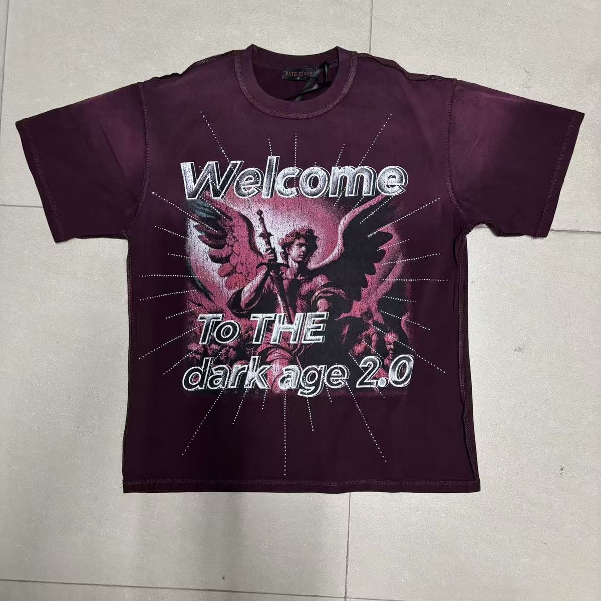 RARE PEACE Dark Warrior Angel Graphic Short-Sleeve T-Shirt ¡ª front