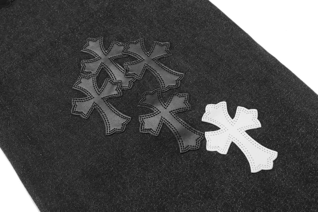Chrome Hearts Cross Applique Washed Black Jeans ¡ª detail