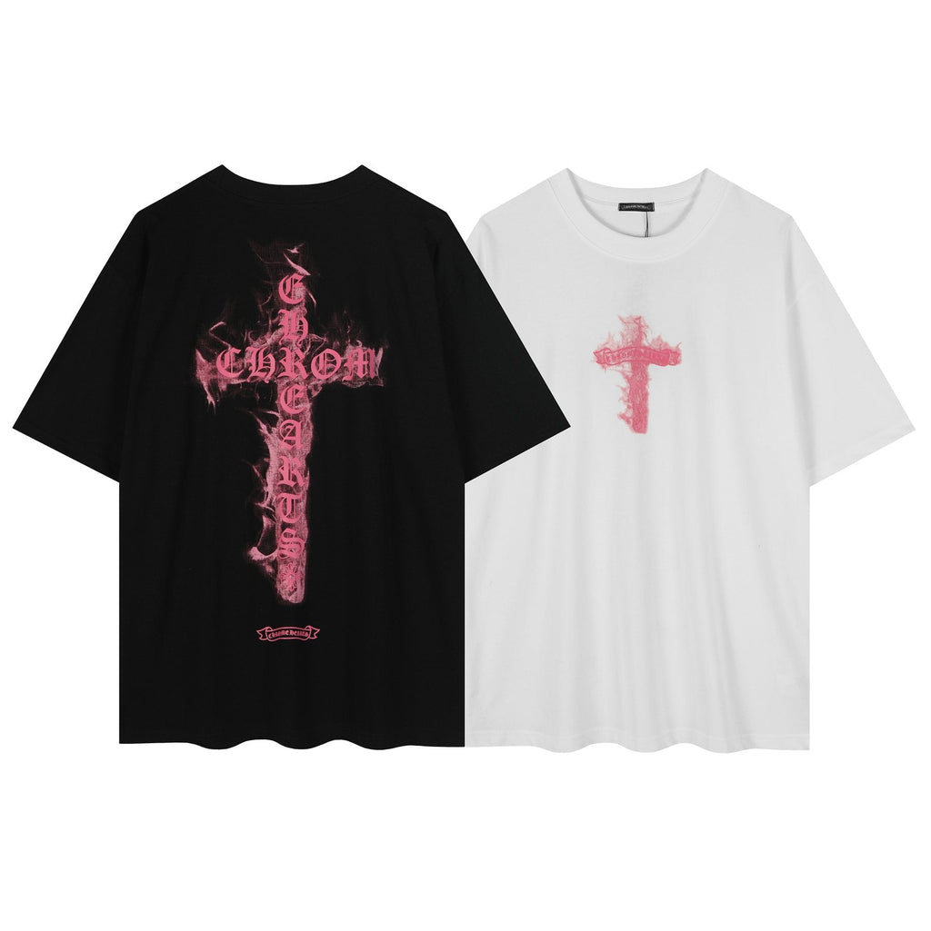 Chrome Hearts Pink Flame Cross Graphic T-Shirt ¡ª comparison