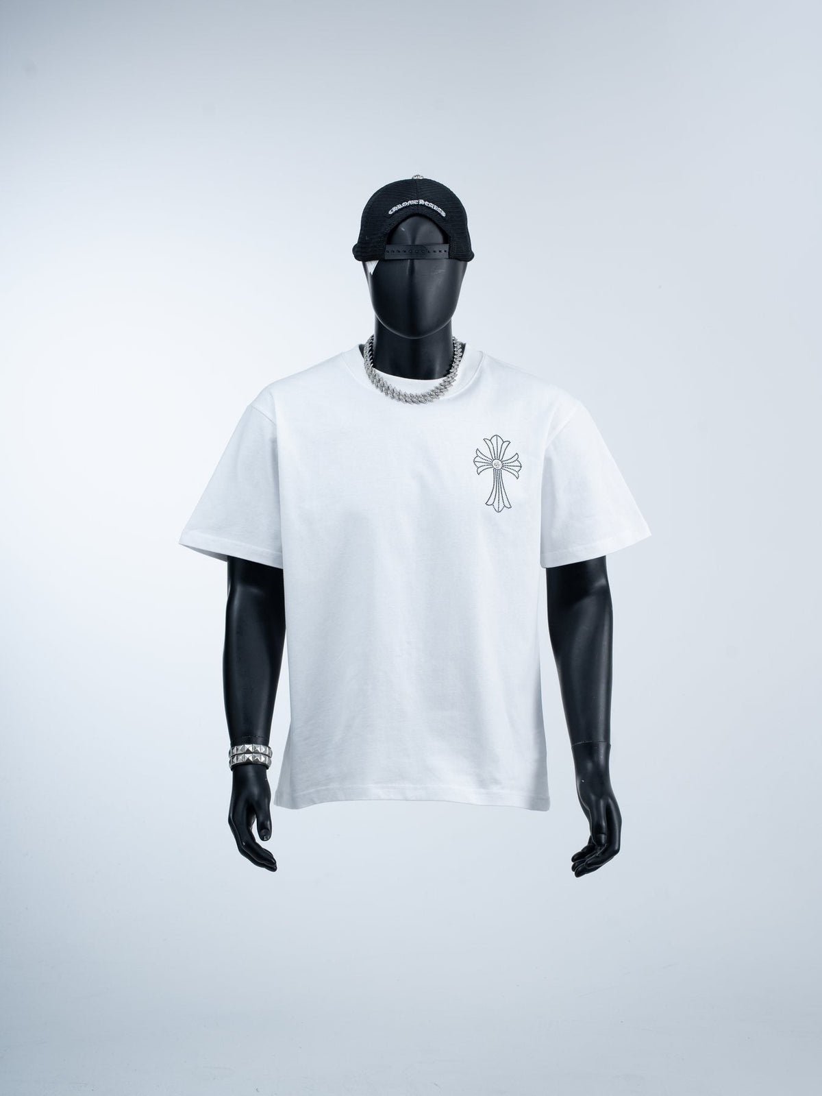 Chrome Hearts Firework Rhinestone Cross Graphic T-Shirt ¡ª front