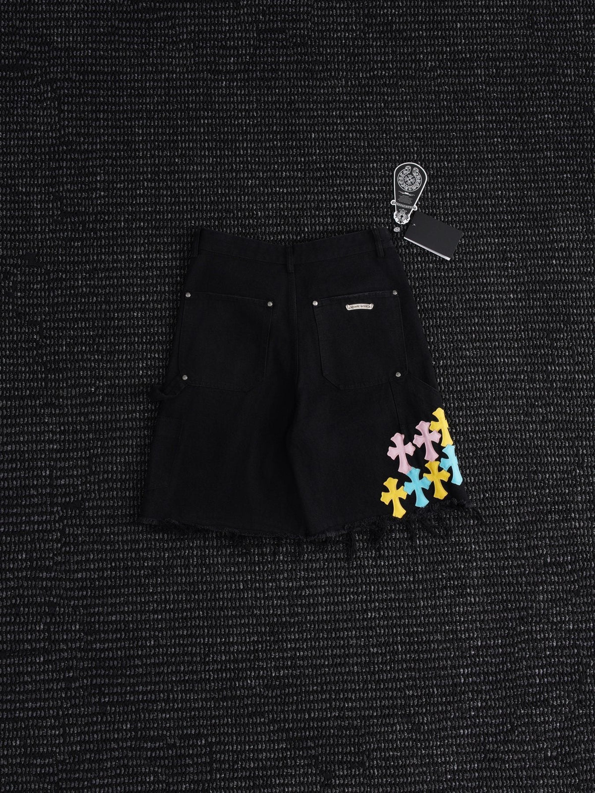 Chrome Hearts Cross Appliqu¨¦ Black Shorts ¡ª back