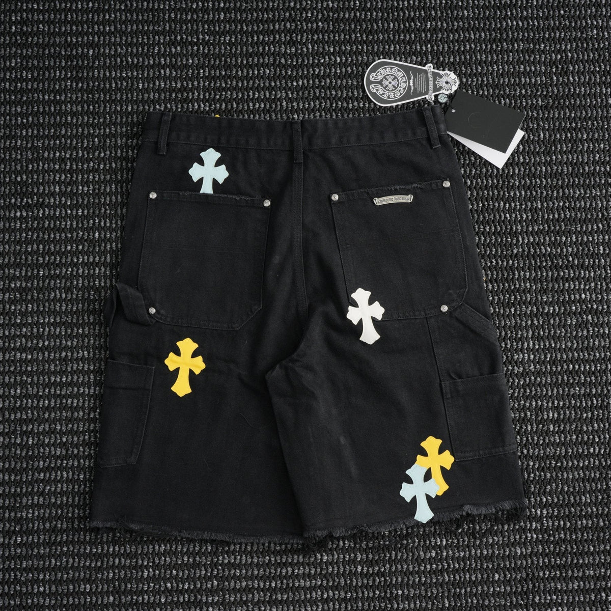 Chrome Hearts Cross Applique Black Denim Shorts ¡ª back