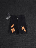 Chrome Hearts Orange Cross Patch Denim-Style Shorts ¡ª hero