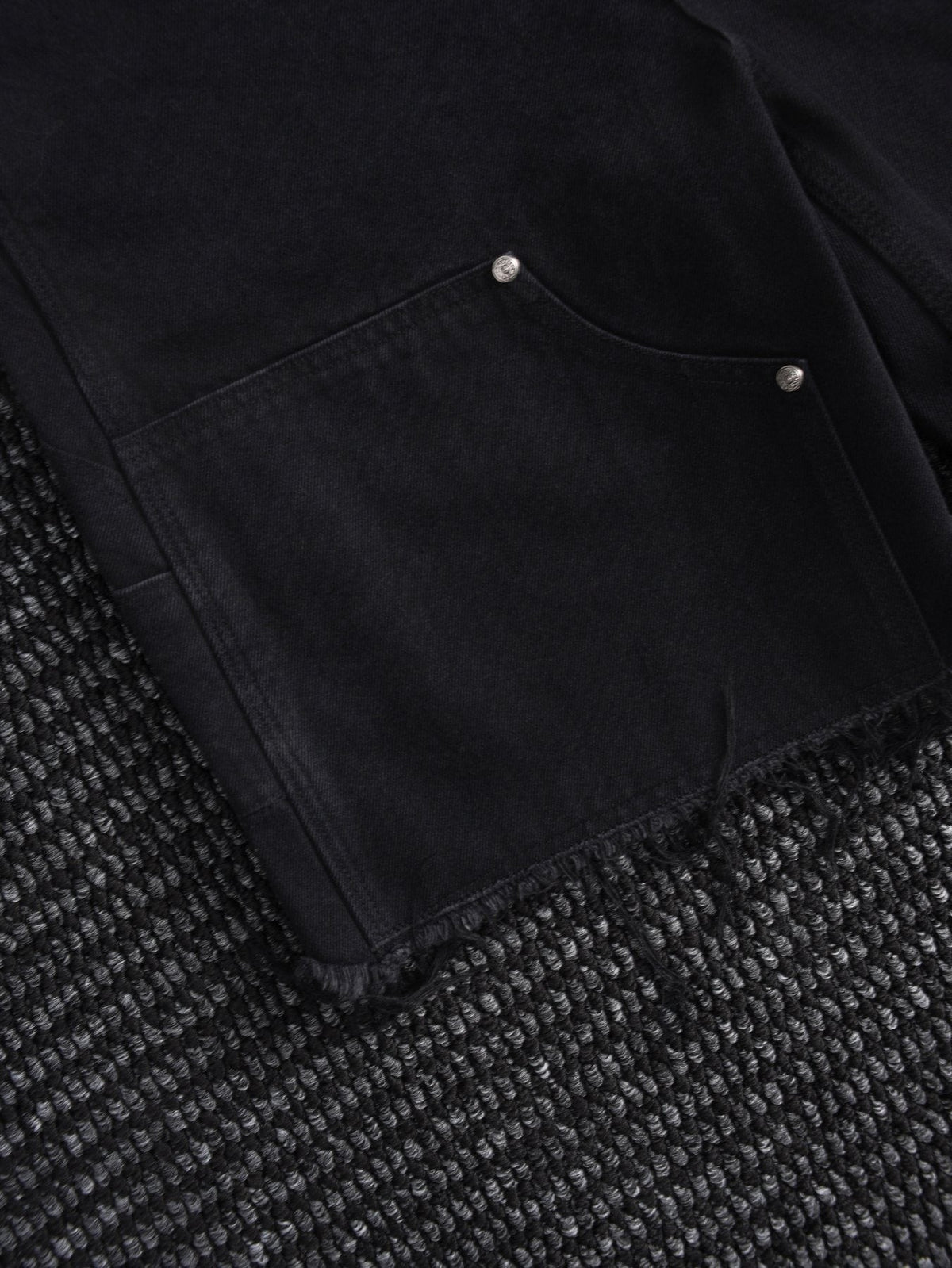 Chrome Hearts Black Graphic Appliqu¨¦ Denim Cargo Shorts ¡ª detail