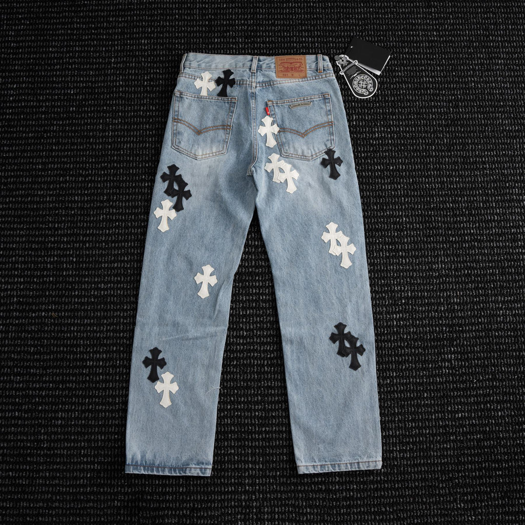 Chrome Hearts Light Blue Cross Patch Jeans ¡ª back
