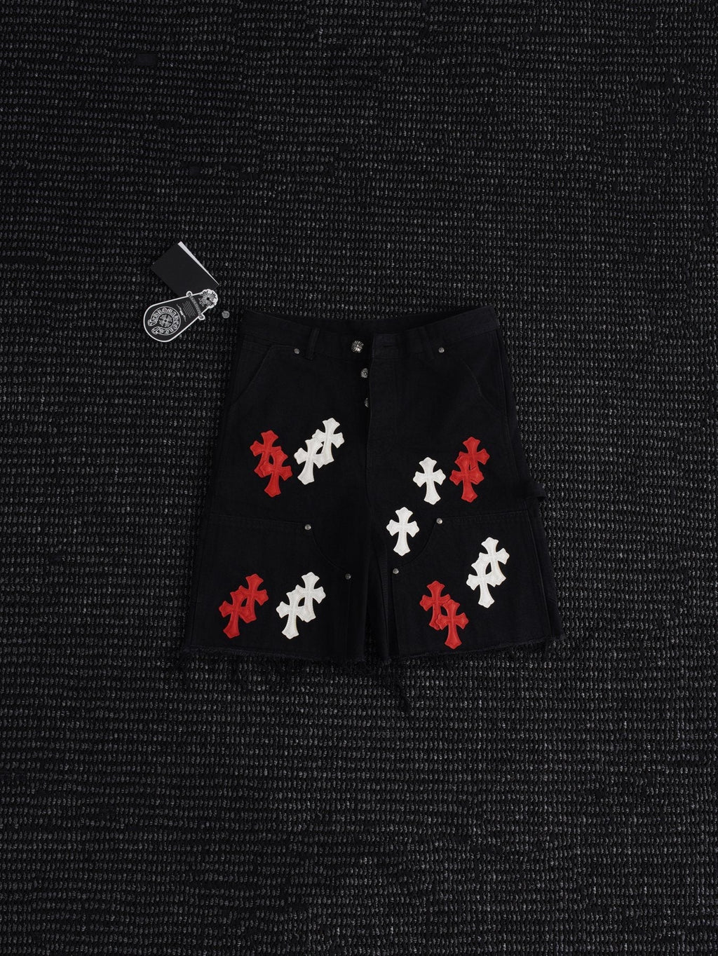 Chrome Hearts Cross Patch Black Shorts ¡ª front