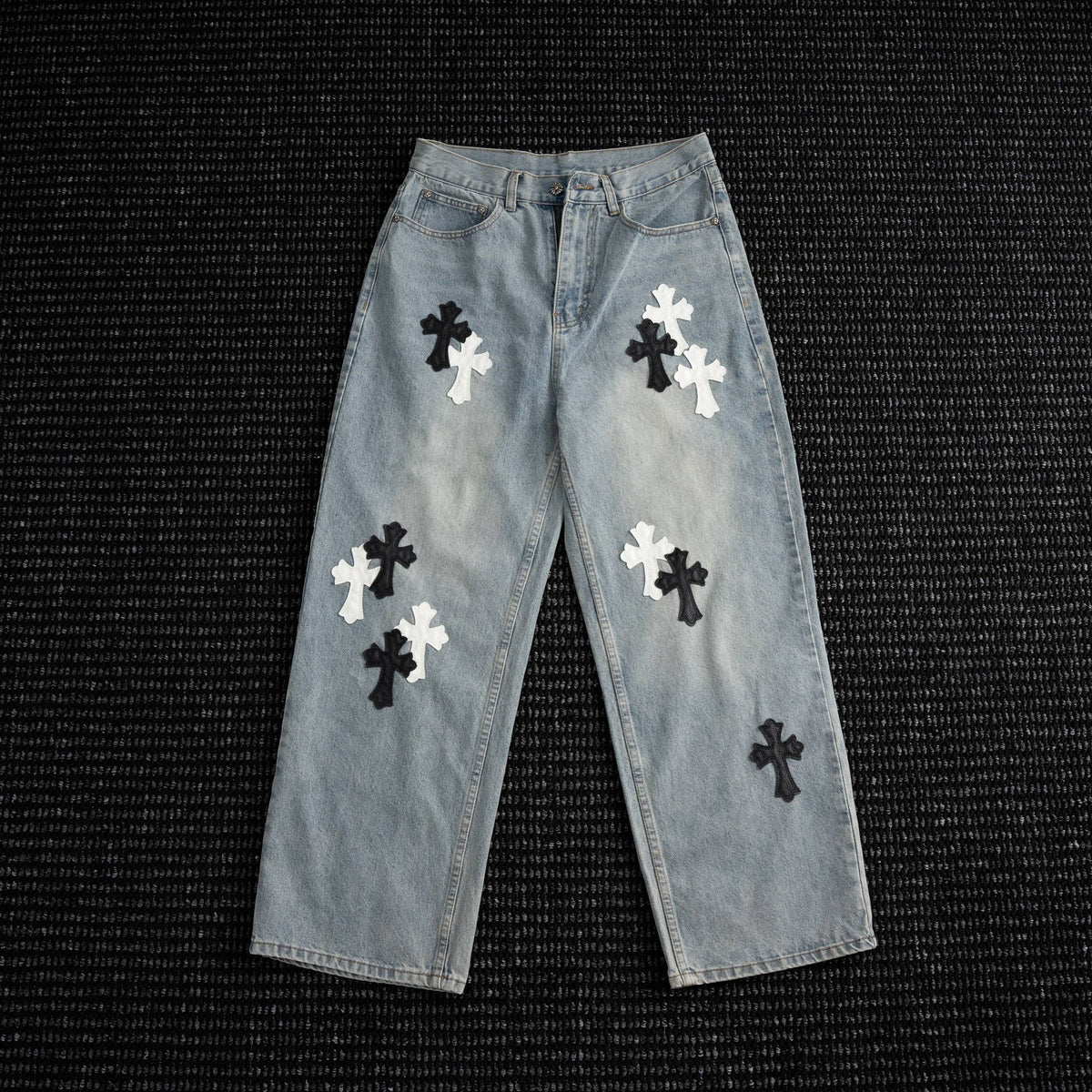 Chrome Hearts Cross Applique Light Blue Jeans ¡ª hero