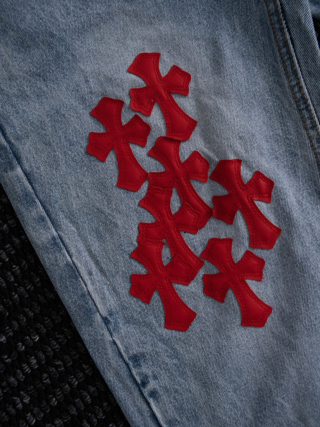 Chrome Hearts Light Blue Cross Patch Jeans ¡ª detail