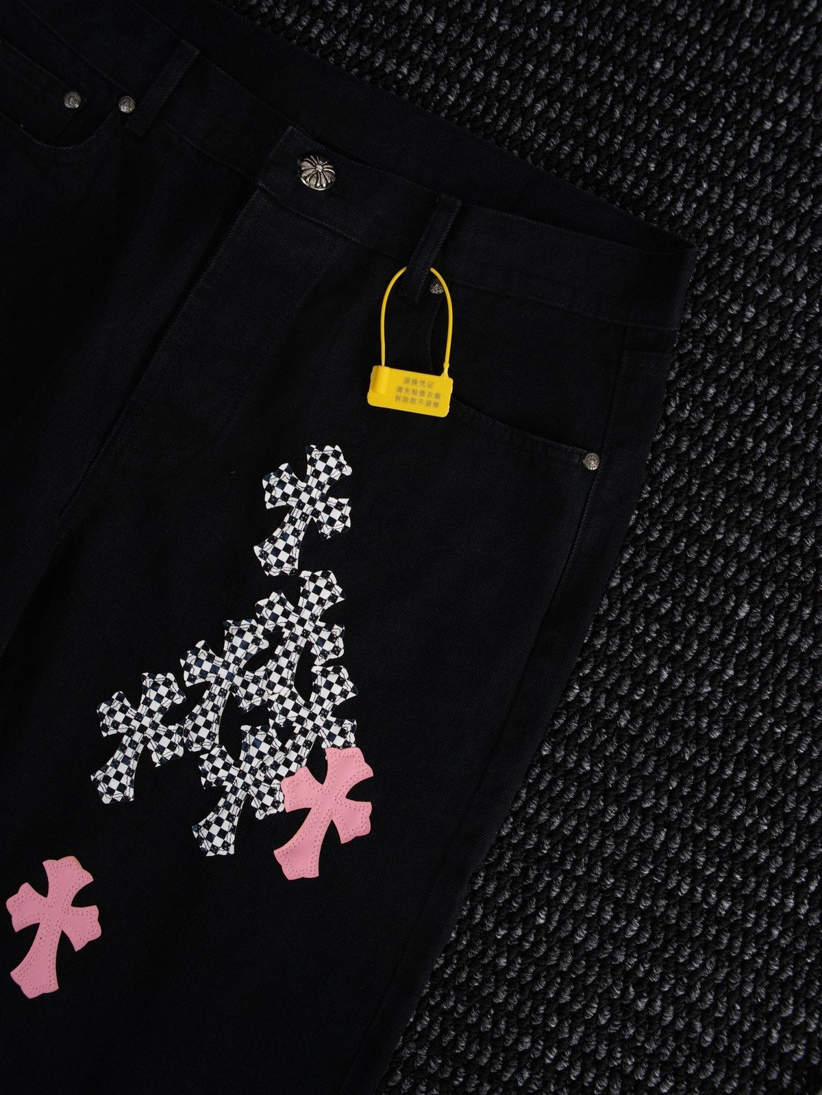 Chrome Hearts Cross Graphic Black Denim Pants ¡ª detail