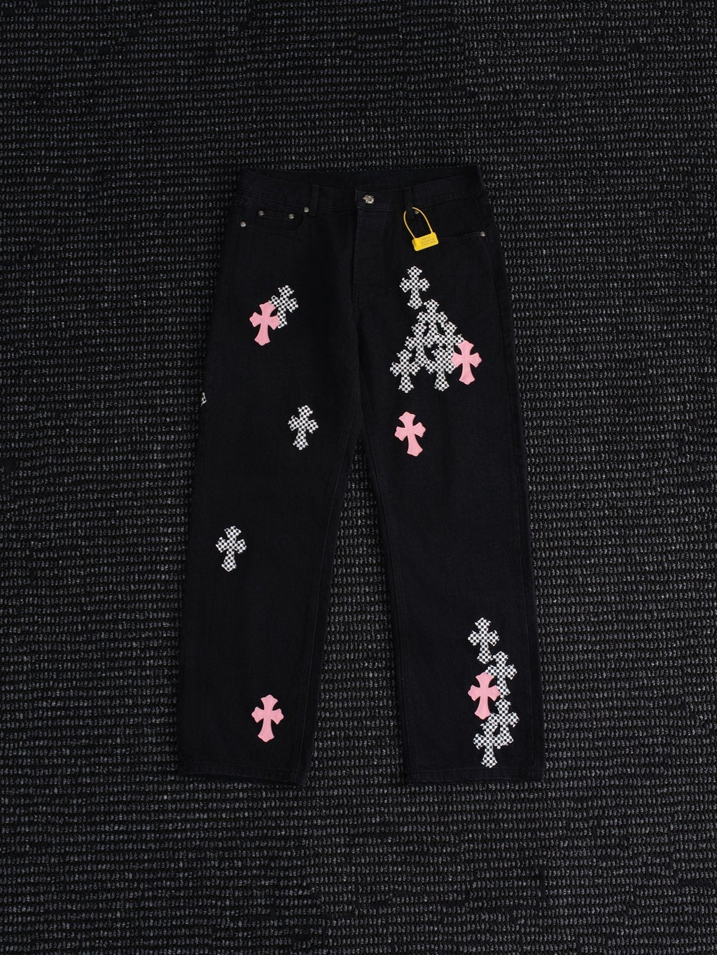 Chrome Hearts Cross Graphic Black Denim Pants ¡ª front
