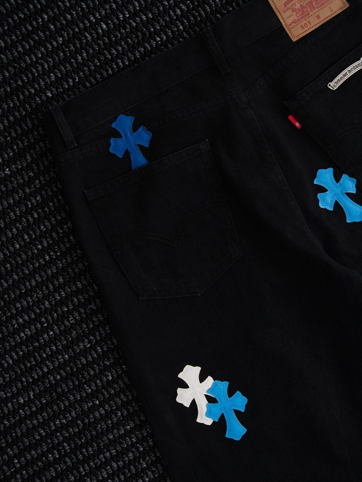 Chrome Hearts Cross Patch Black Jeans ¡ª detail