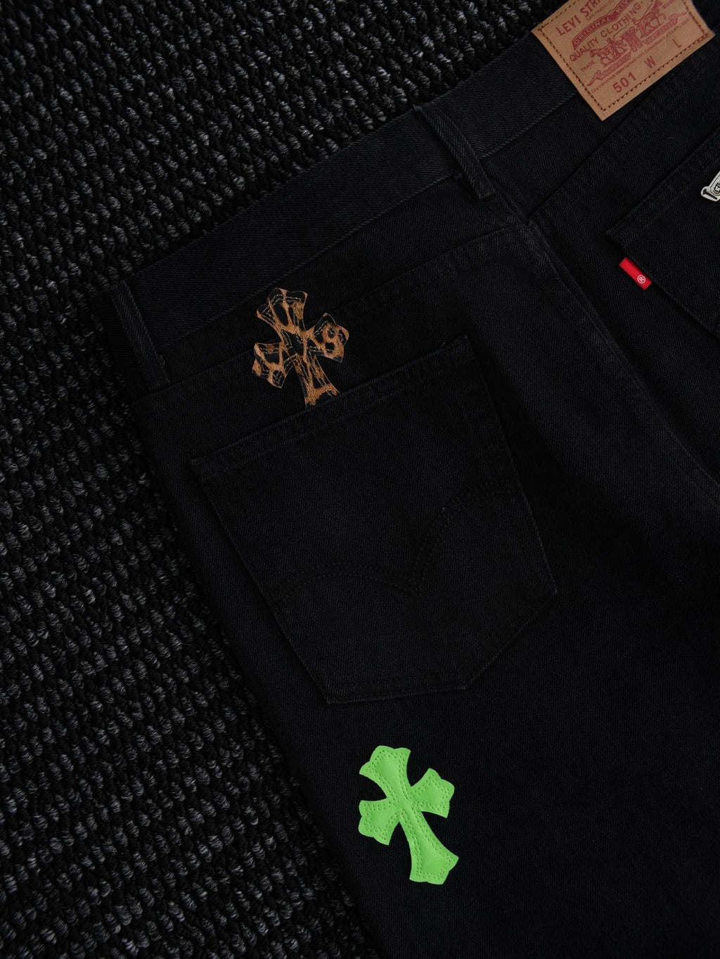 Chrome Hearts Leopard Cross Graphic Denim Pants ¡ª detail