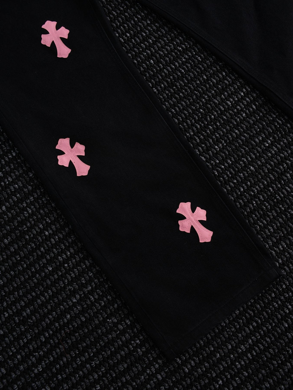 Chrome Hearts Pink Cross Patch Black Jeans ¡ª detail
