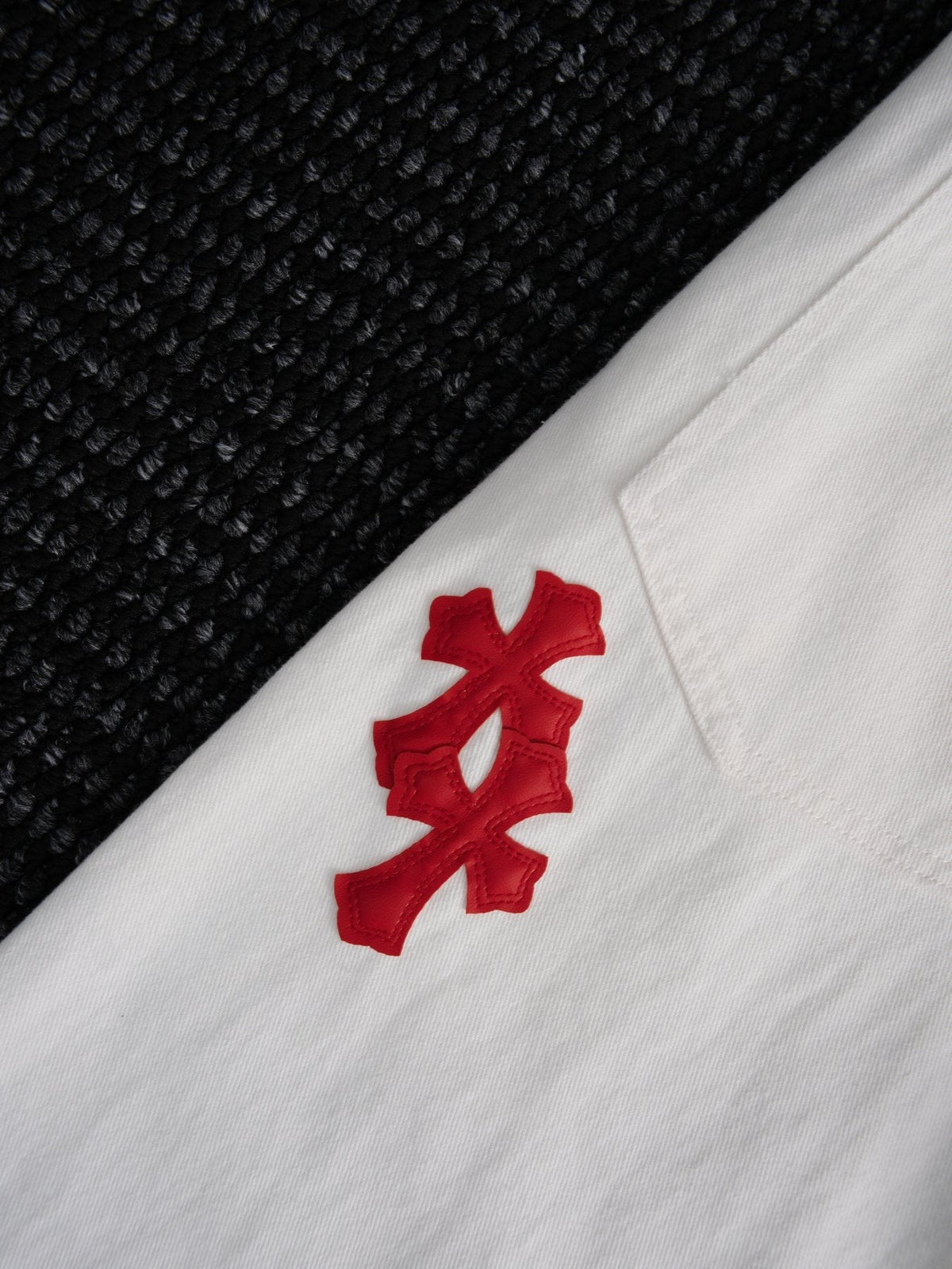 Chrome Hearts White Cross Patch Jeans ¡ª detail
