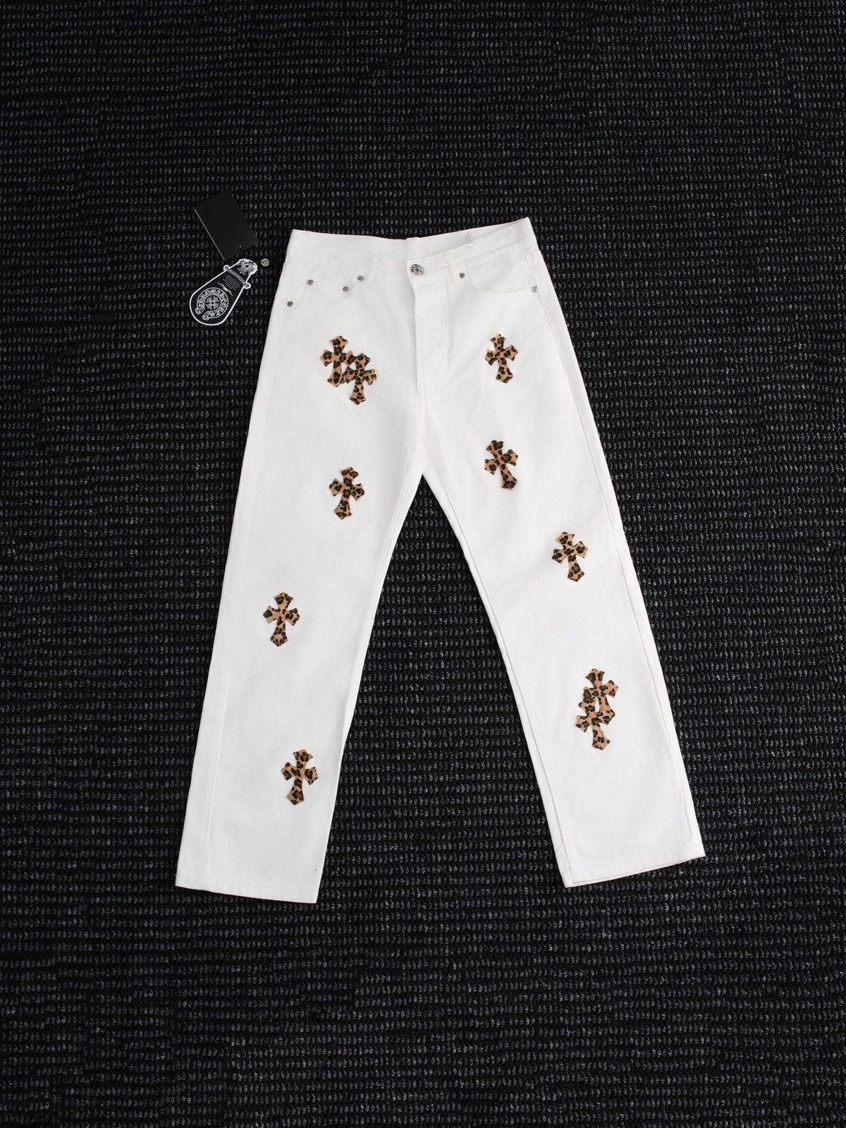 Chrome Hearts Leopard Cross Patch White Jeans ¡ª hero