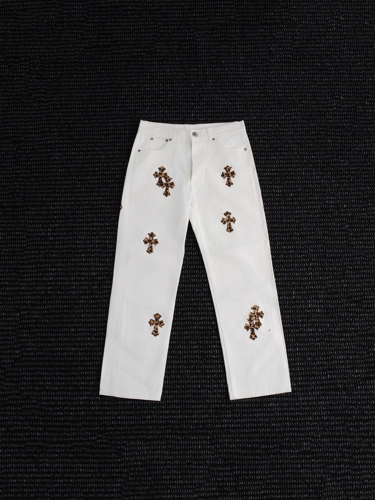Chrome Hearts Leopard Cross Patch White Jeans ¡ª hero