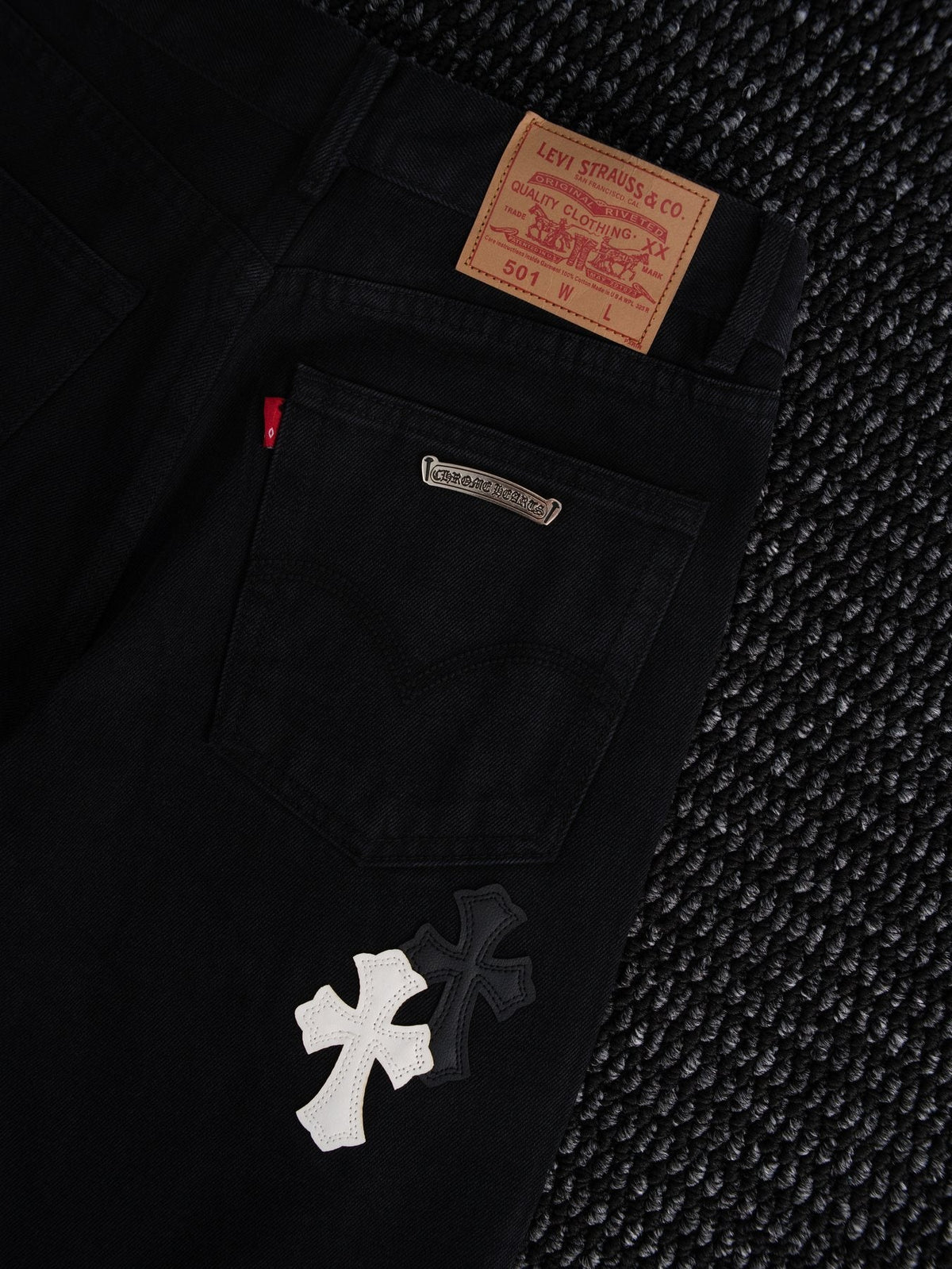 Chrome Hearts Cross Patch Black Jeans ¡ª back