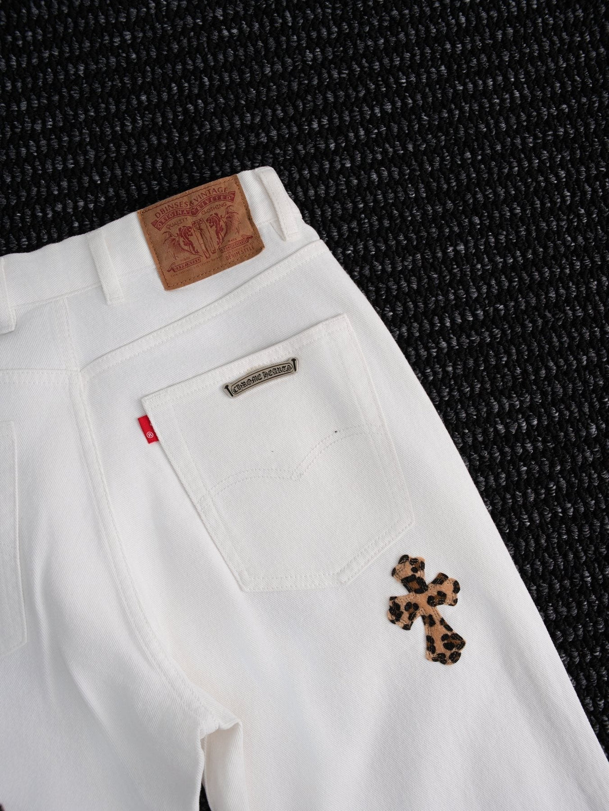 Chrome Hearts White Cross Applique Graphic Jeans ¡ª detail