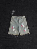 Chrome Hearts Cross Patch Light Blue Denim Shorts ¡ª hero
