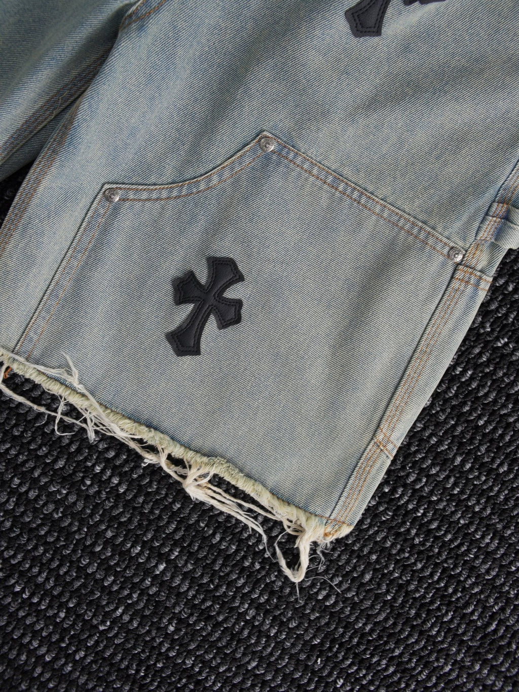 Chrome Hearts Cross Patch Denim Shorts ¡ª detail