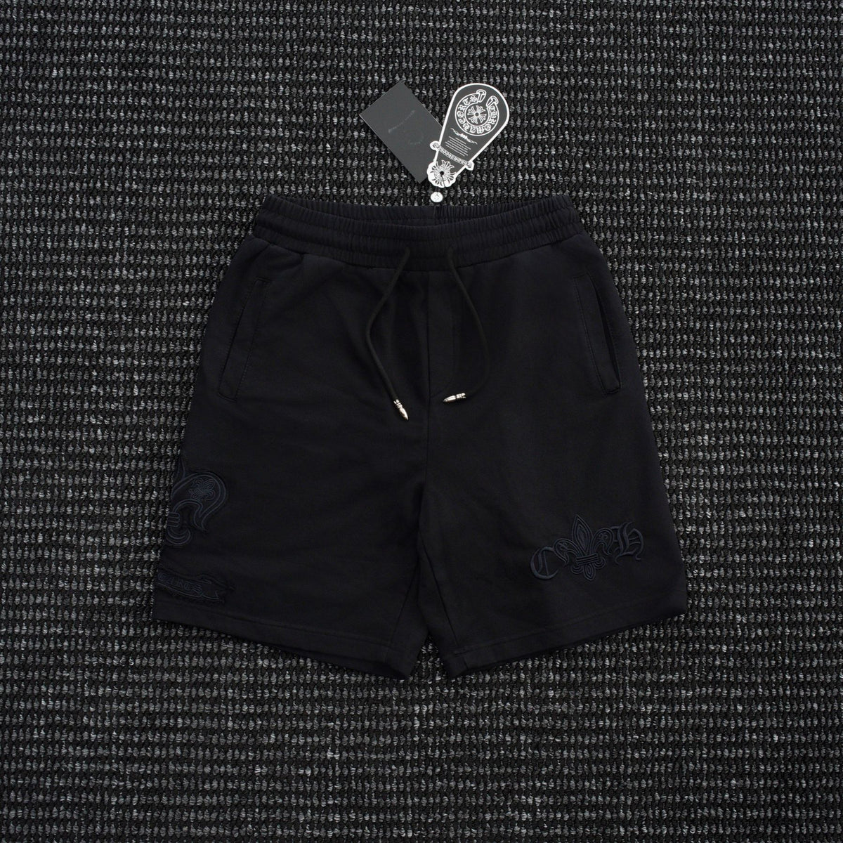 Chrome Hearts Tonal Sanskrit Cross Embroidered Shorts ¡ª front