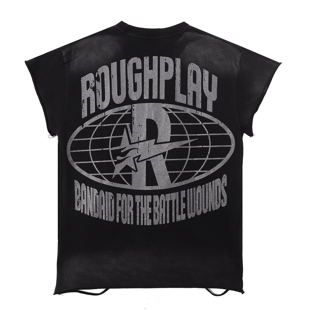 Rough Play Washed Rhinestone Sleeveless T-Shirt ¡ª back
