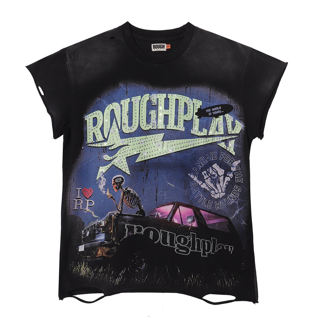Rough Play Washed Rhinestone Sleeveless T-Shirt ¡ª hero