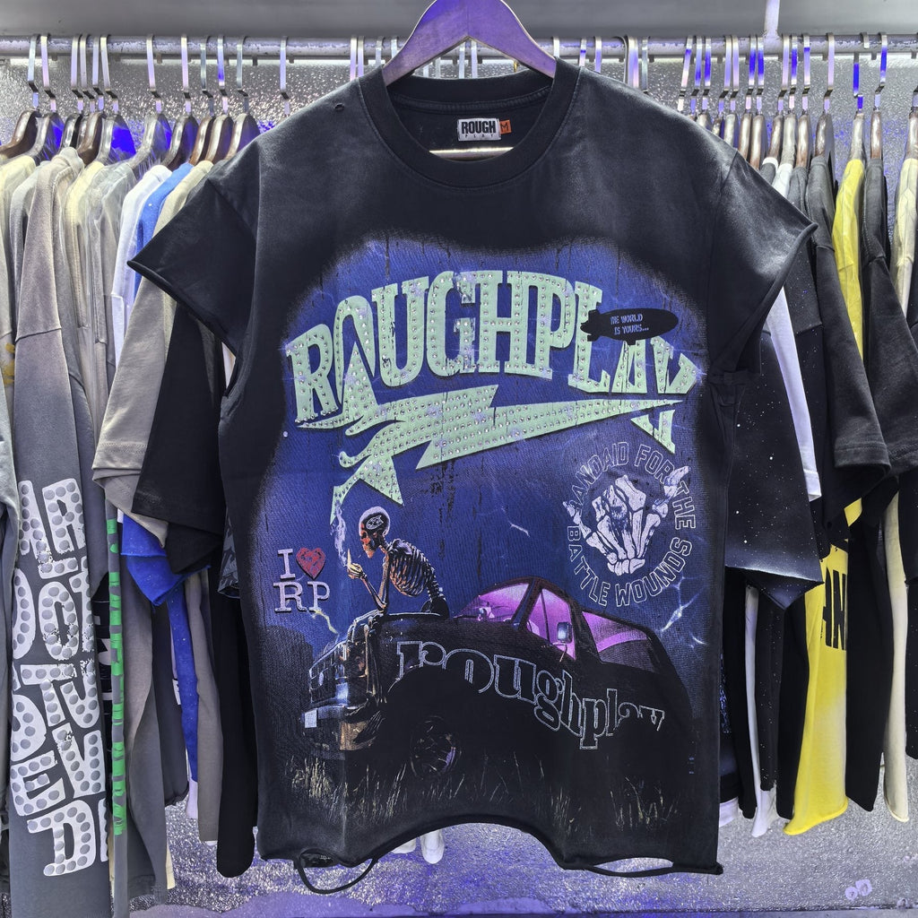 Rough Play Washed Rhinestone Sleeveless T-Shirt ¡ª context