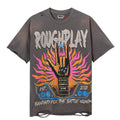 Rough Play Rock Hand Guitar Rhinestone Graphic T-Shirt ¡ª hero