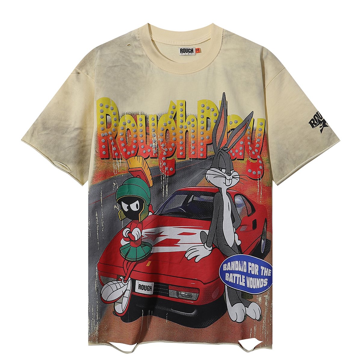Rough Play Rabbit Car Distressed Short-Sleeve T-Shirt ¡ª hero