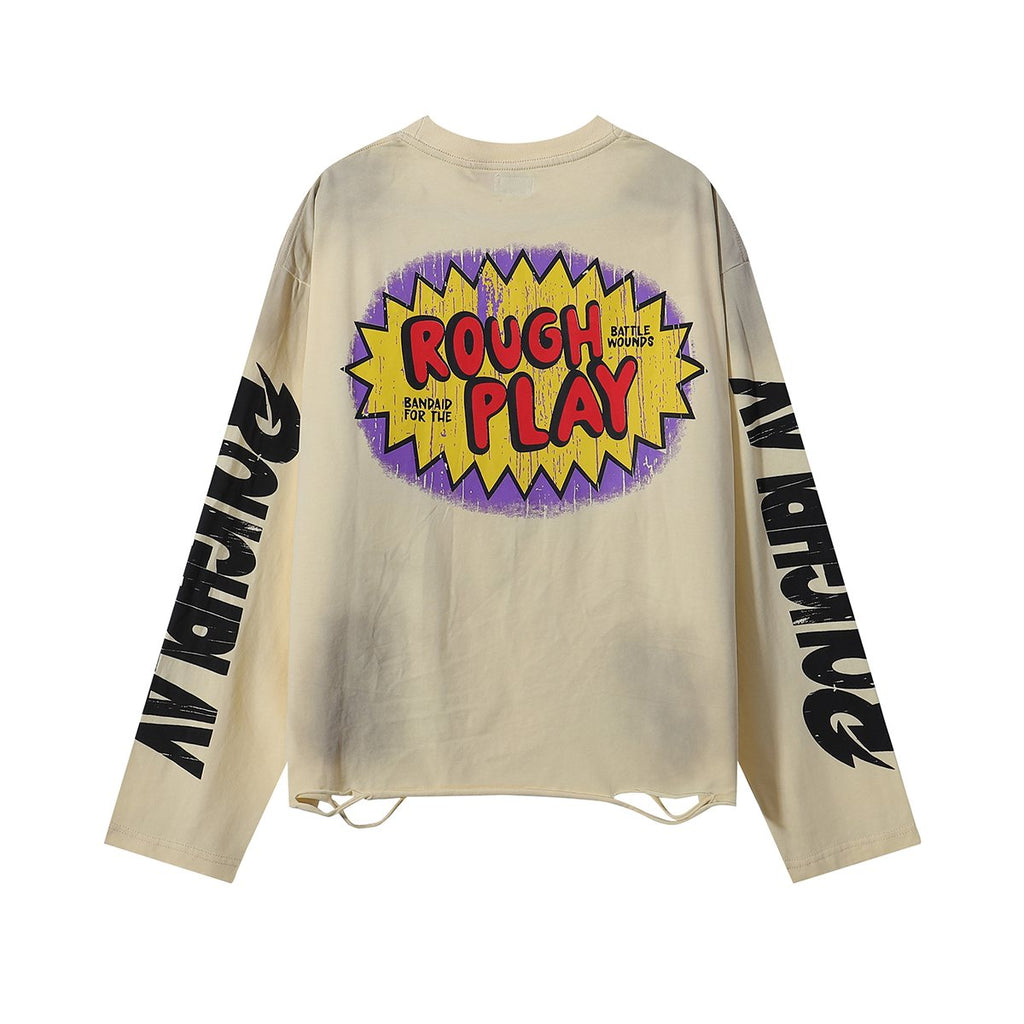 Rough Play Beavis Buttead Rhinestone Graphic Long-Sleeve T-Shirt ¡ª back