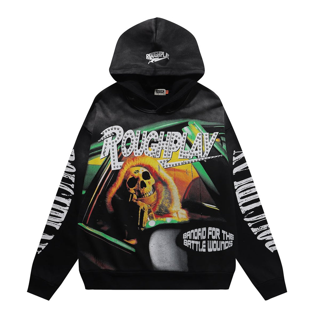 Rough Play In Car Skull Graphic Hoodie ¡ª front