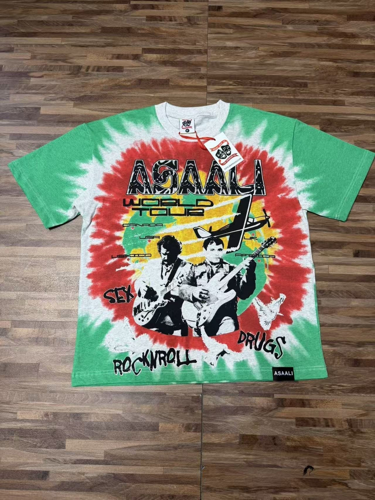 ASAALL Green Tie-Dye World Tour Graphic T-Shirt ¡ª front