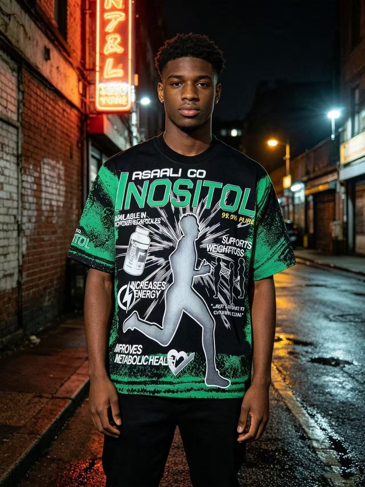 ASAALL Inositol Allover Graphic Short-Sleeve T-Shirt ¡ª model