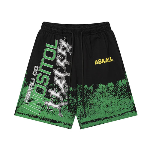 ASAALL Black Multicolor Graphic Shorts ¡ª front