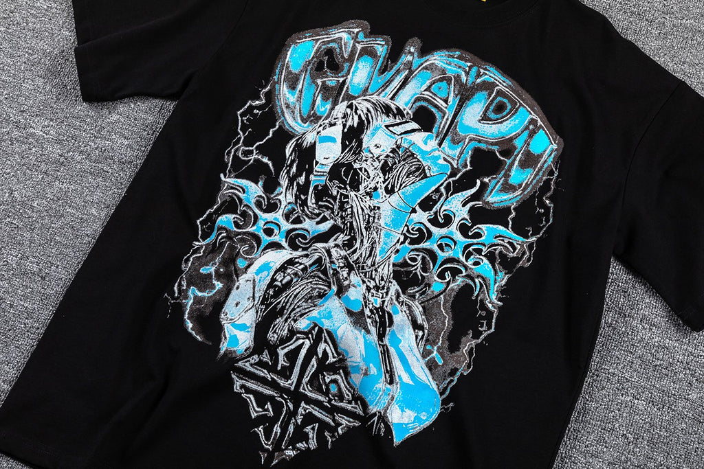 GUAPI Blue Graphic Short-Sleeve T-Shirt ¡ª detail