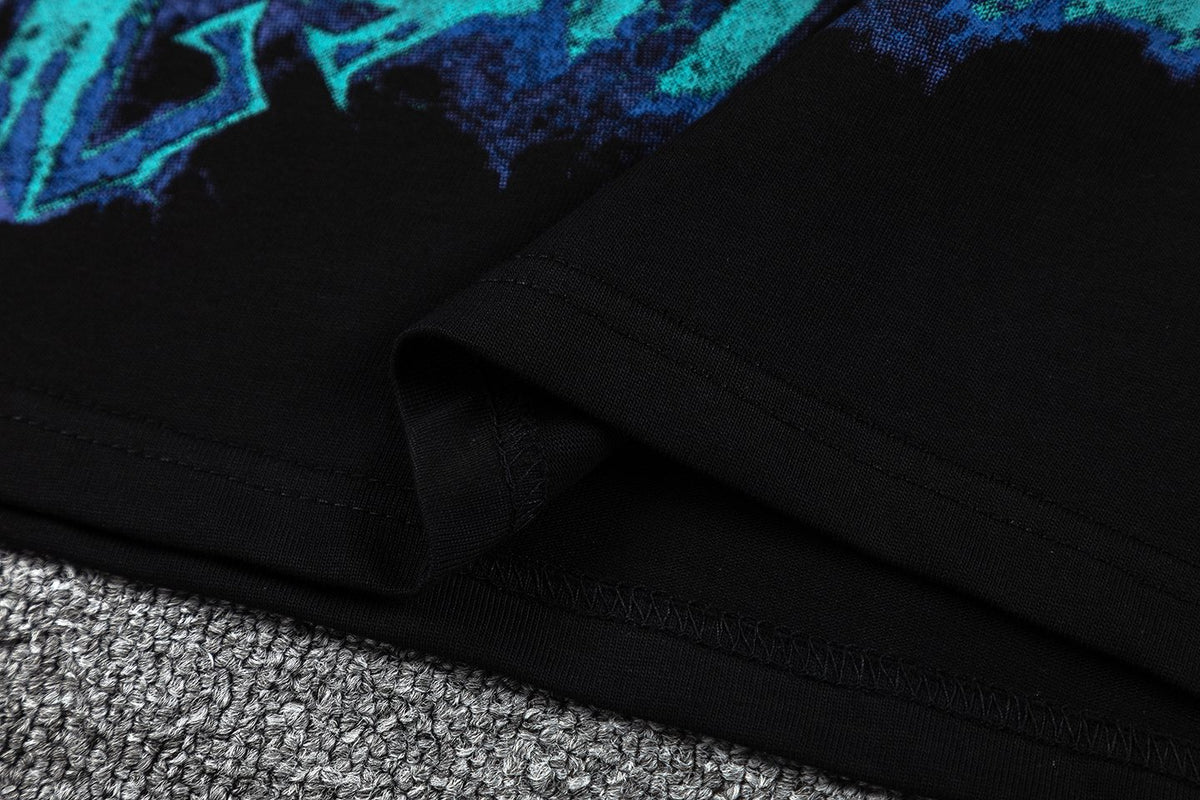 GUAPI Blue Graphic Black T-Shirt ¡ª detail