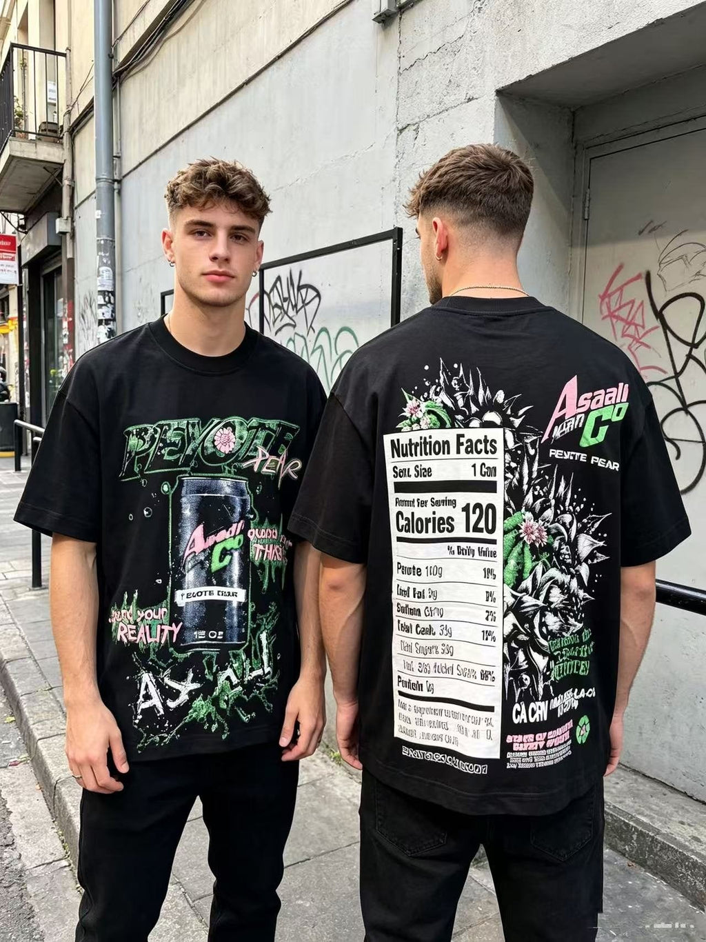 ASAALL Peyote Pear Cactus Graphic Short-Sleeve T-Shirt ¡ª model