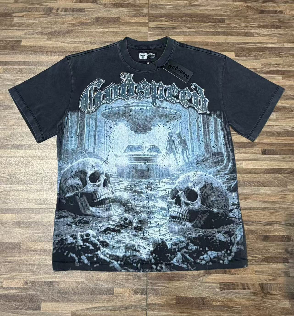 Godspeed Washed Black EST MMXXVI Graphic T-Shirt ¡ª front