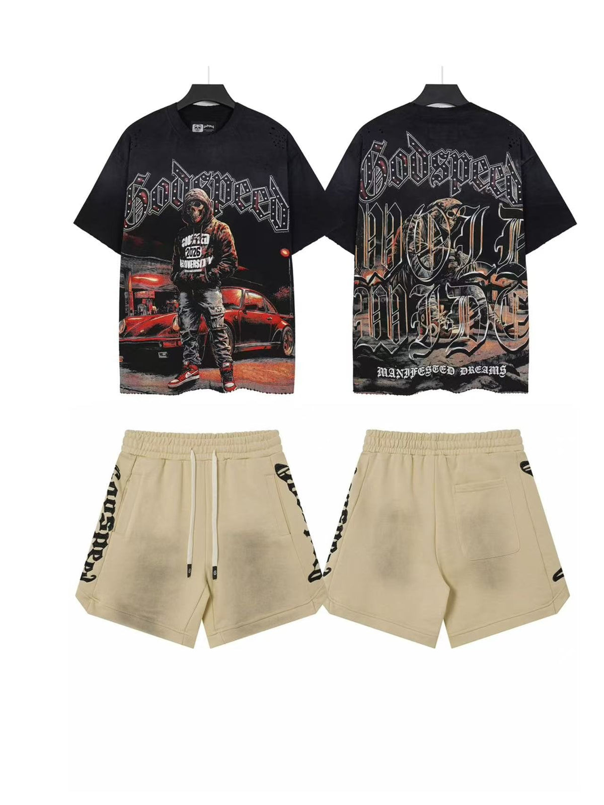 Godspeed Racing Car Graphic T-Shirt & Shorts Set ¡ª front