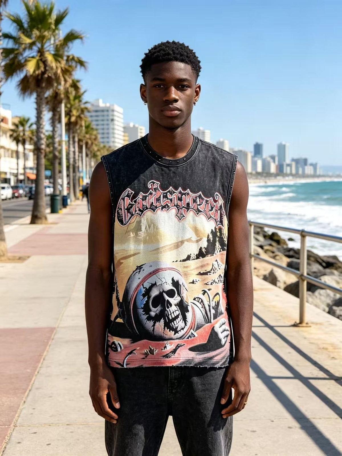 Godspeed Desert Skull Sleeveless T-Shirt ¡ª model