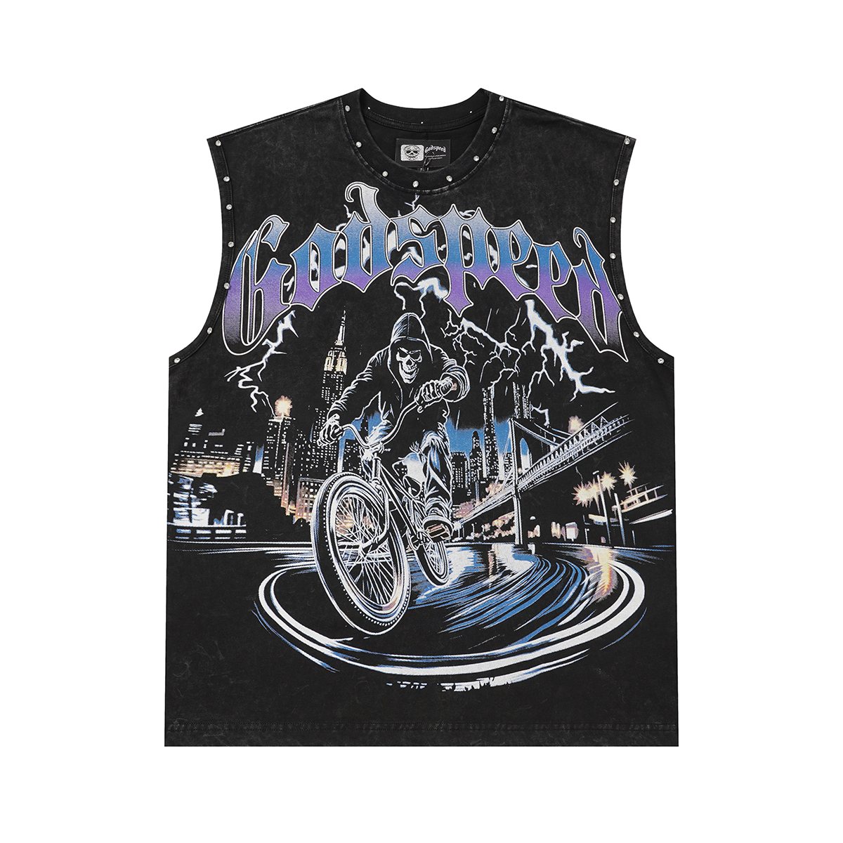 Godspeed Manifest Skull Studded Black Sleeveless T-Shirt ¡ª hero
