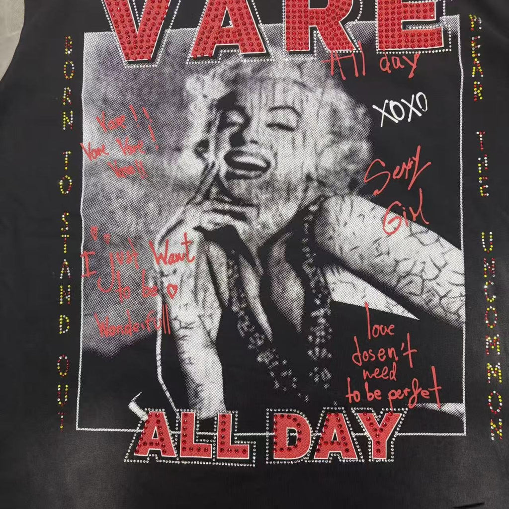VARE ALL DAY Portrait Graphic Contrast-Sleeve T-Shirt ¡ª detail