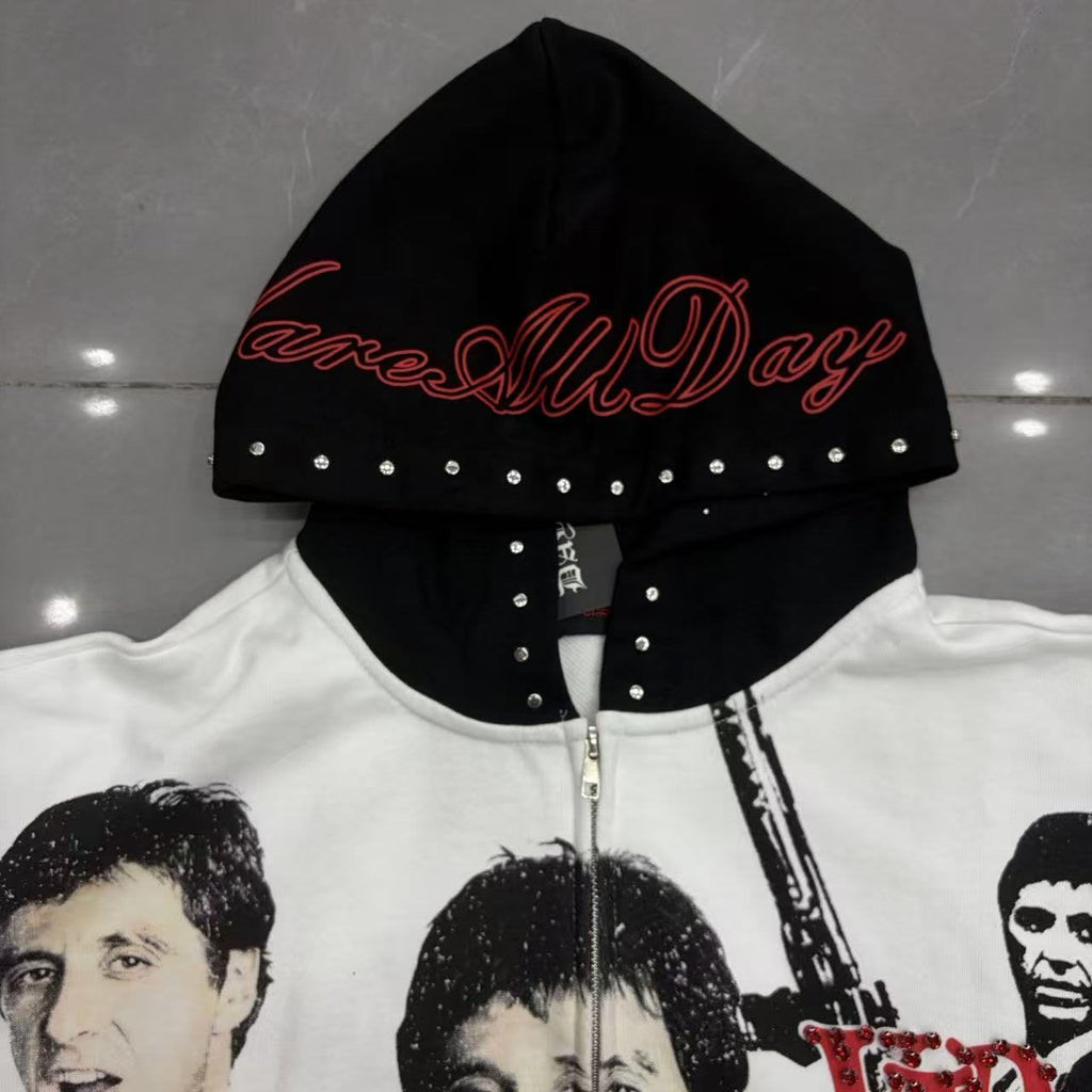 VARE ALL DAY Scarface Graphic Zip Hoodie ¡ª detail