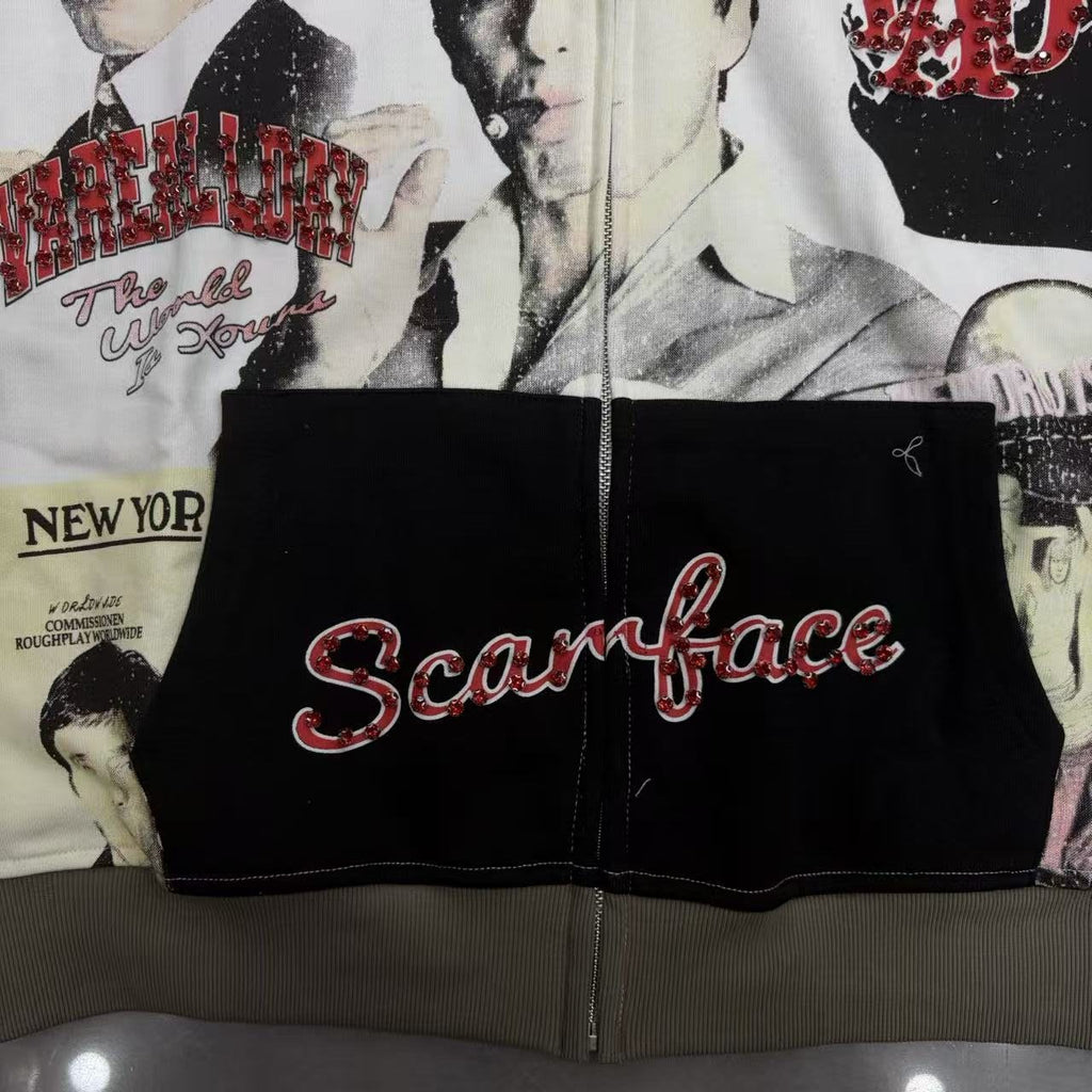 VARE ALL DAY Scarface Graphic Zip Hoodie ¡ª detail